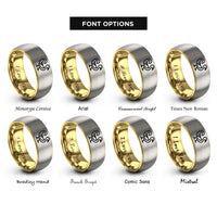 font options for inside engraving on gold & grey sankofa bird adinkra rings