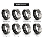 font options for inside engraving on black & grey sankofa bird circle rings
