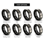 font options for inside engraving on black & silver sankofa bird circle rings