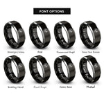 font options for inside engraving on black & silver sankofa bird circle rings