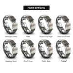 font options for inside engraving on grey sankofa bird circle rings