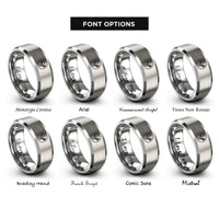 font options for inside engraving on silver sankofa bird circle rings