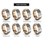 font options for inside engraving on rose gold & gray santa claus face rings