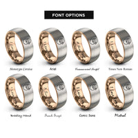 font options for inside engraving on rose gold & gray santa claus face rings