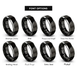 font options for inside engraving on black & gray santoku knife rings