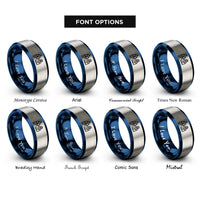 font options for inside engraving on blue & silver santorini rings