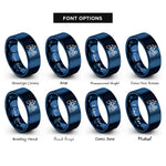 font options for inside engraving on blue santorini rings