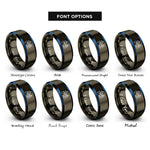 font options for inside engraving on gunmetal & blue santorini rings