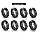 font options for inside engraving on black & silver sapling rings