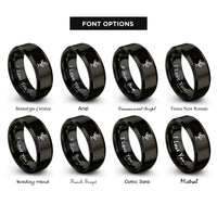 font options for inside engraving on black sapling rings