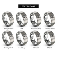 font options for inside engraving on gray sapling rings