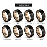 font options for inside engraving on black & rose gold sardinia rings