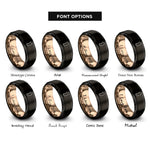 font options for inside engraving on black & rose gold sardinia rings
