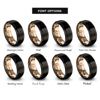 font options for inside engraving on black & rose gold sardinia rings