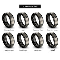 font options for inside engraving on black & silver saskatchewan rings