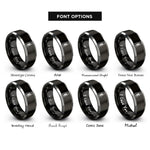 font options for inside engraving on black & gray saskatchewan rings