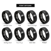font options for inside engraving on black saskatchewan rings