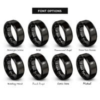 font options for inside engraving on black saskatchewan rings