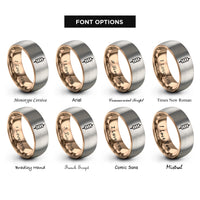 font options for inside engraving on rose gold & grey satay skewer rings