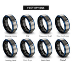 font options for inside engraving on black & blue & grey satellite rings