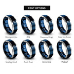 font options for inside engraving on blue & silver satellite rings