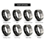 font options for inside engraving on black & silver satellite dish rings