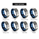 font options for inside engraving on blue & grey satellite dish rings
