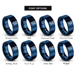 font options for inside engraving on blue satellite dish rings