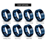 font options for inside engraving on blue satellite dish rings