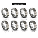 font options for inside engraving on grey satellite dish rings