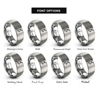 font options for inside engraving on gray satellite dish rings