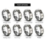 font options for inside engraving on gray satellite dish rings