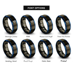 font options for inside engraving on gunmetal & blue satellite dish rings