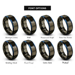 font options for inside engraving on gunmetal & blue satellite dish rings