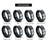 font options for inside engraving on black & blue & gray saturn circle rings