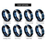 font options for inside engraving on blue & silver saturn lead rings