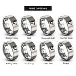 font options for inside engraving on grey saturn planet glyph rings