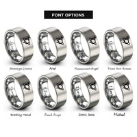 font options for inside engraving on grey saturn planet glyph rings