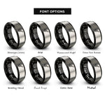 font options for inside engraving on black & silver sauce brush rings