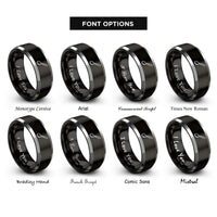 font options for inside engraving on black & silver sauce spoon rings