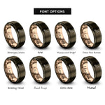 font options for inside engraving on gunmetal & rose gold sausage link rings