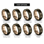 font options for inside engraving on gunmetal & rose gold sausage link rings