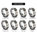 font options for inside engraving on gray saute pan rings
