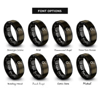 font options for inside engraving on gunmetal & black saute pan rings