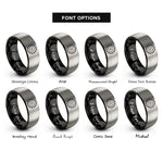 font options for inside engraving on black & silver saw blade rings