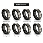 font options for inside engraving on black & grey saw blade rings