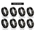 font options for inside engraving on black & silver saw blade rings