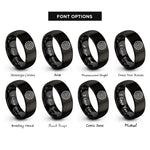 font options for inside engraving on black saw blade rings
