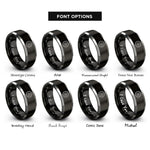font options for inside engraving on black & silver saw blade emblem rings