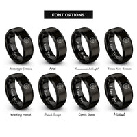 font options for inside engraving on black saw blade emblem rings